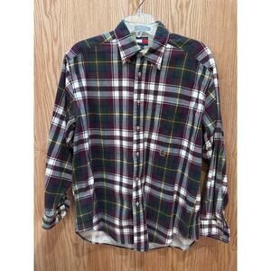 Vintage 1990s Tommy Hilfiger Plaid Corduroy Thin Wale Cotton Soft M Green